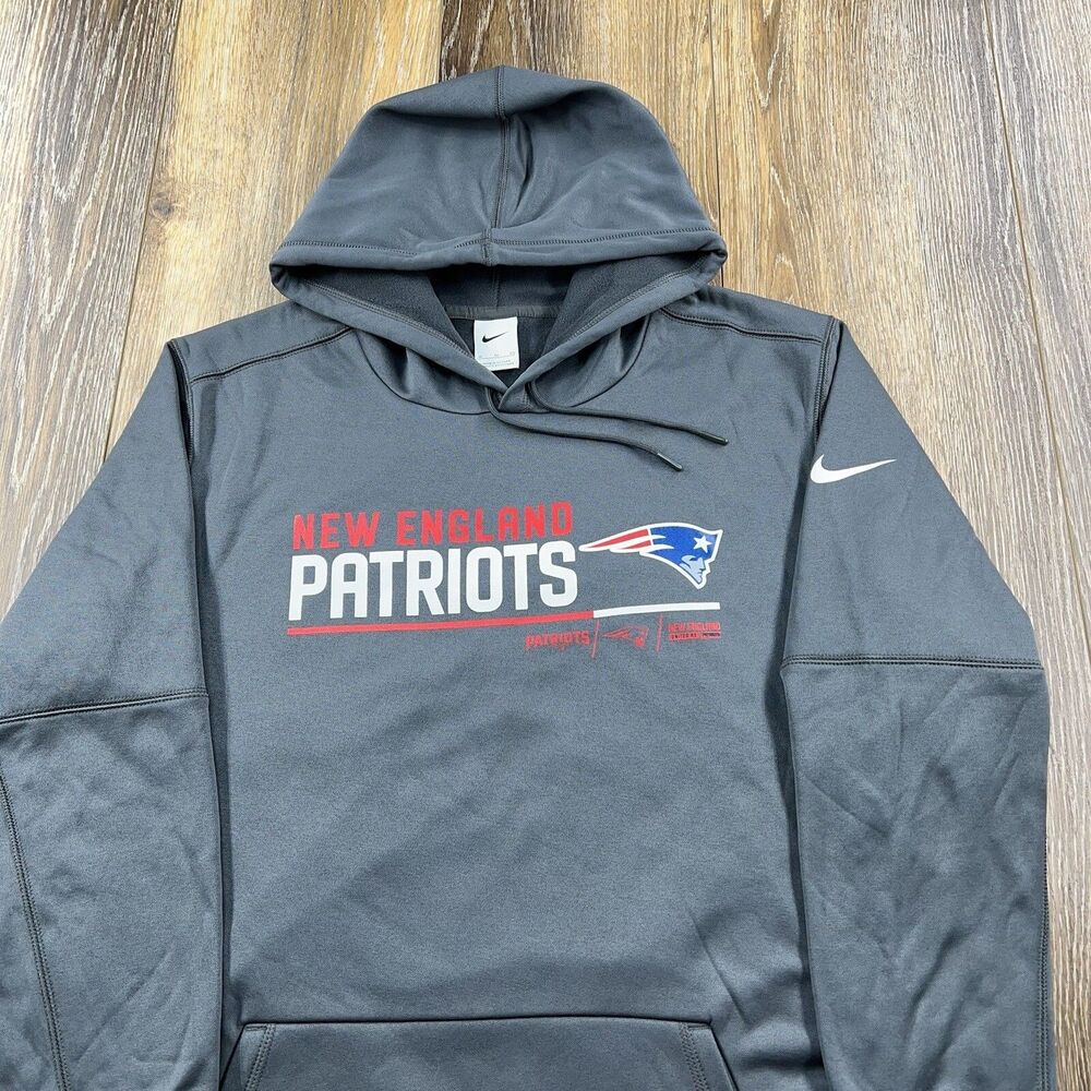 New England Patriots Hoodie Mens XL Gray Sweatshirt Nike Swoosh NFL Football Y2K